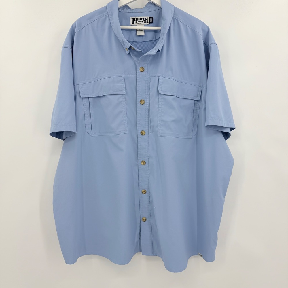 Duluth Trading Co Fishing Shirt Mens 3XL Blue Vented Ripstop Button-Down